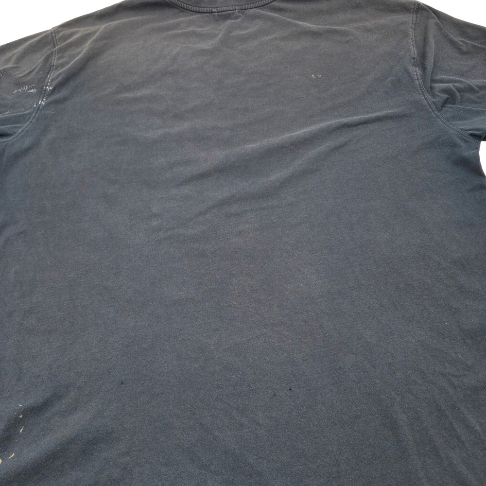Distressed Red Head Pocket T-Shirt Mens 2XL Navy Blue Paint Splatter Cotton - Picture 2 of 6
